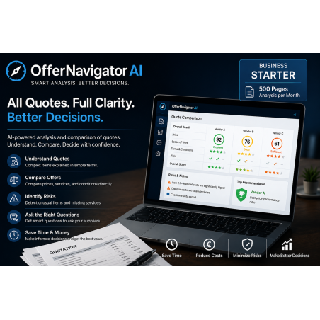 OfferNavigator AI Business Starter – AI Quote Analysis for Businesses | 500 Pages/Month